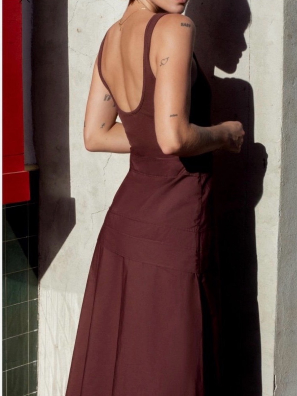 Zara Burgundy Wrap Style Layered Dress with Side Ties - Picture 2 of 12